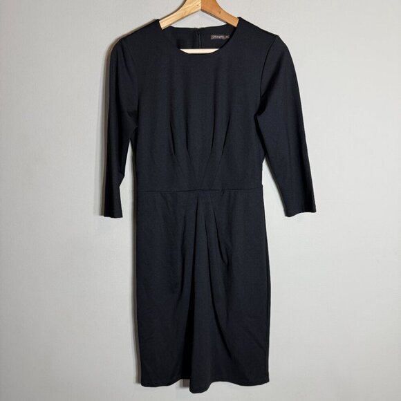 J. McLaughlin 3/4 Sleeve Fitted Knee Length Dress Women's XS Black Career Formal - Picture 4 of 14